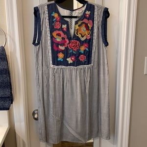 Floral and Blue Stripe Dress